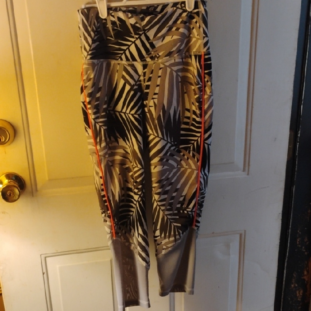 Old Navy Black & Gray Palm-Print Active Joggers with Orange Trim